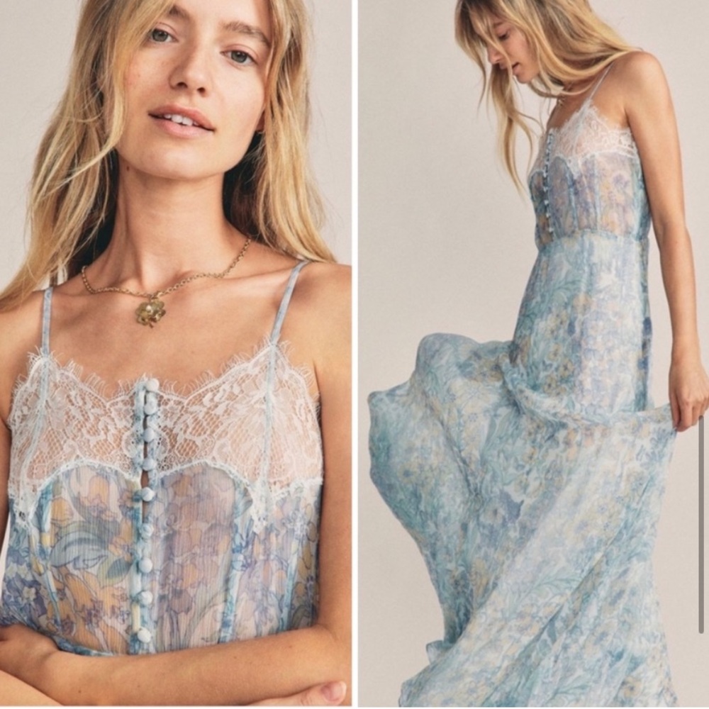 LoveShackFancy | Elma Slip Dress EAST COAST BLUE